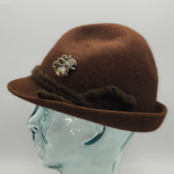 Rein Haar Bavarian Brown Wool Alpine Tyrolean Hat Metal Bayern Lion Crest Pin - Picture 5 of 12